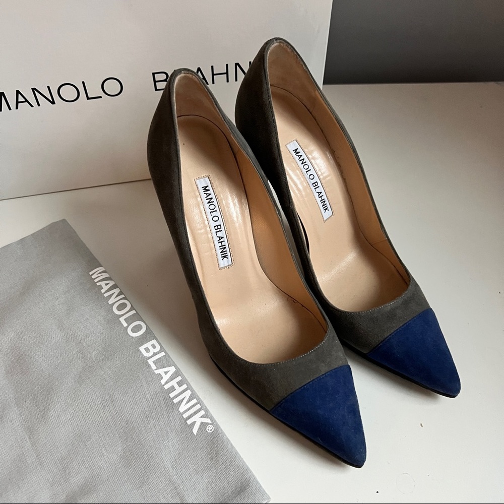 Manolo Blahnik Gray and Blue Heels